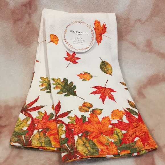 Rockhill Fall Leaves Harvest Kitchen Towel Set of 2, 18”X28”, %100 Cotton NWT - Picture 1 of 10